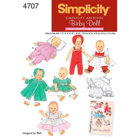 Vintage ©2009 Simplicity 4707 Sewing Pattern - Baby Doll Clothing - Picture 1 of 10